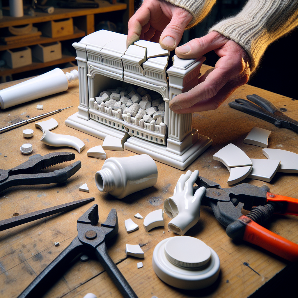 can you glue ceramic gas logs back together