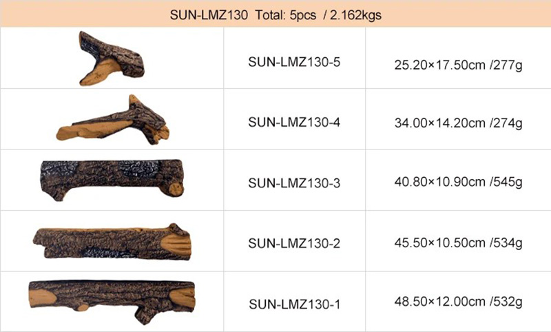 1 5 Piece Ceramic Log Set For Gas Fireplace