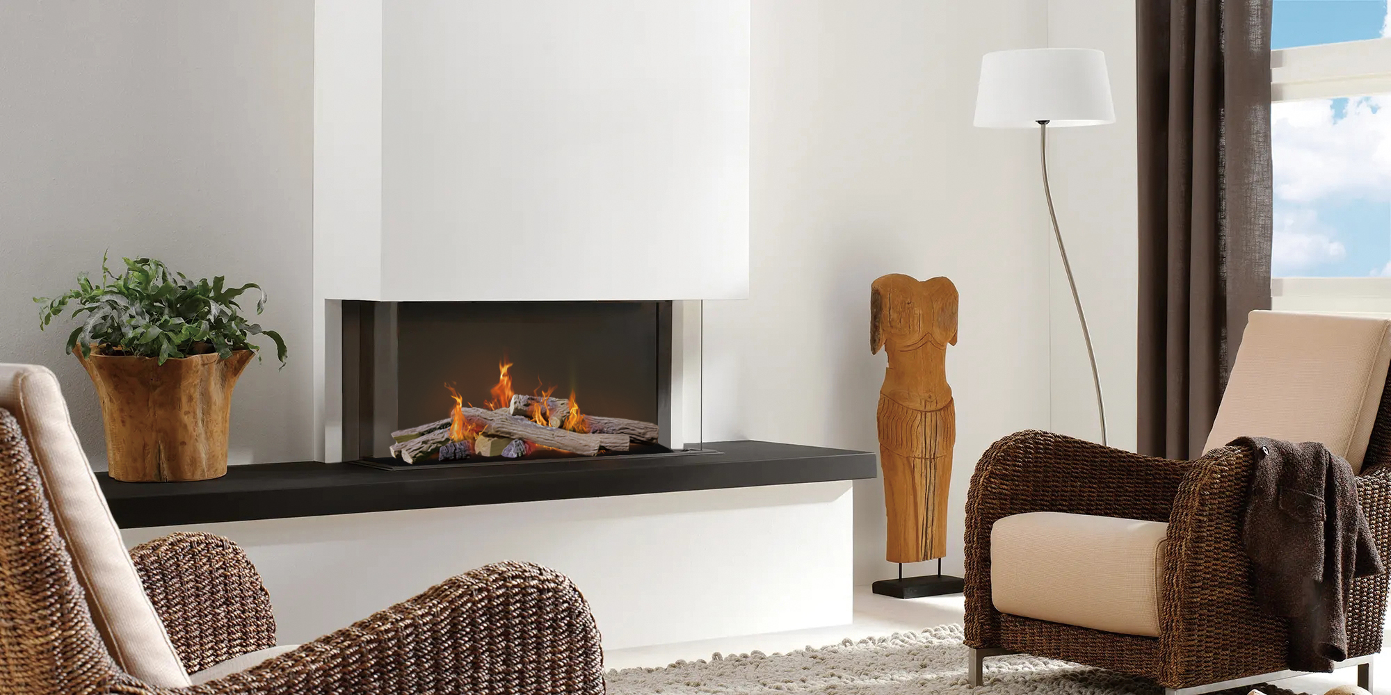 ceramic wood for fireplace